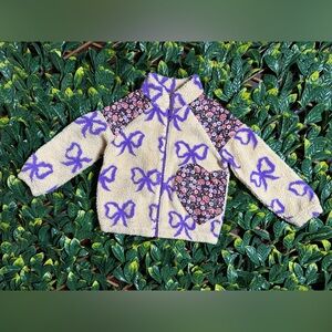 Cath Kidston Floral Print Fuzzy Zipup Sweatshirt 5 year old girl